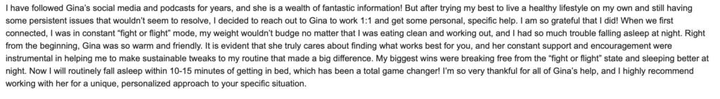 Gina Harney client testimonials